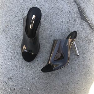 Black & Clear Mule Heel